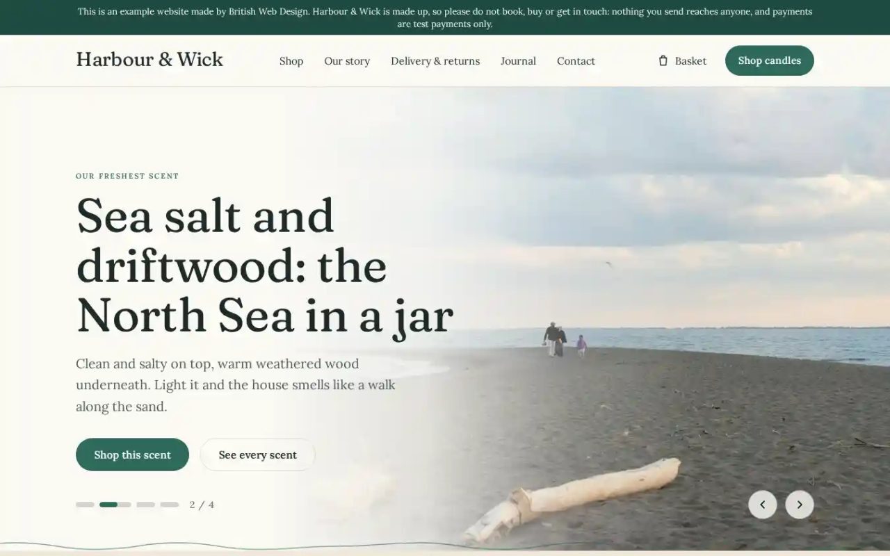 The Harbour & Wick website on a computer