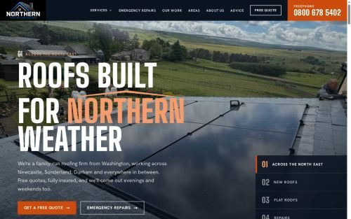 The Northern roofing contractors website on a computer